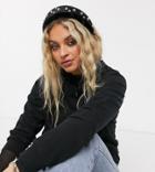 Reclaimed Vintage Inspired Padded Headband With Studs-black