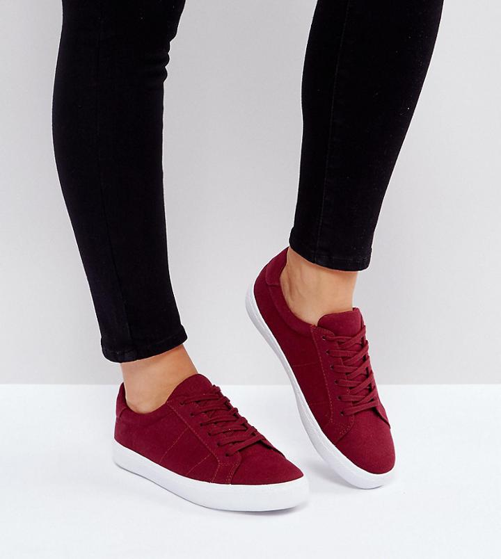 Asos Devlin Wide Fit Lace Up Sneakers - Red