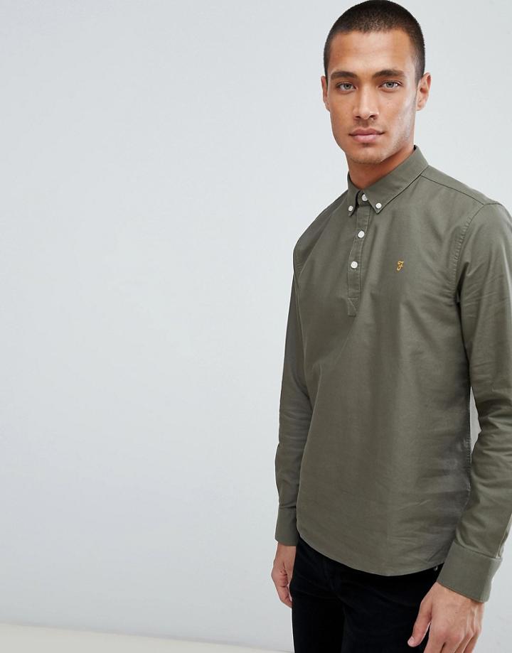 Farah Brewer Overhead Shirt In Green - Green