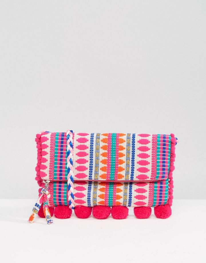 Asos Beach Foldover Weave Cross Body Bag - Multi