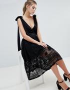 Oh My Love Lace Midi Skirt - Black