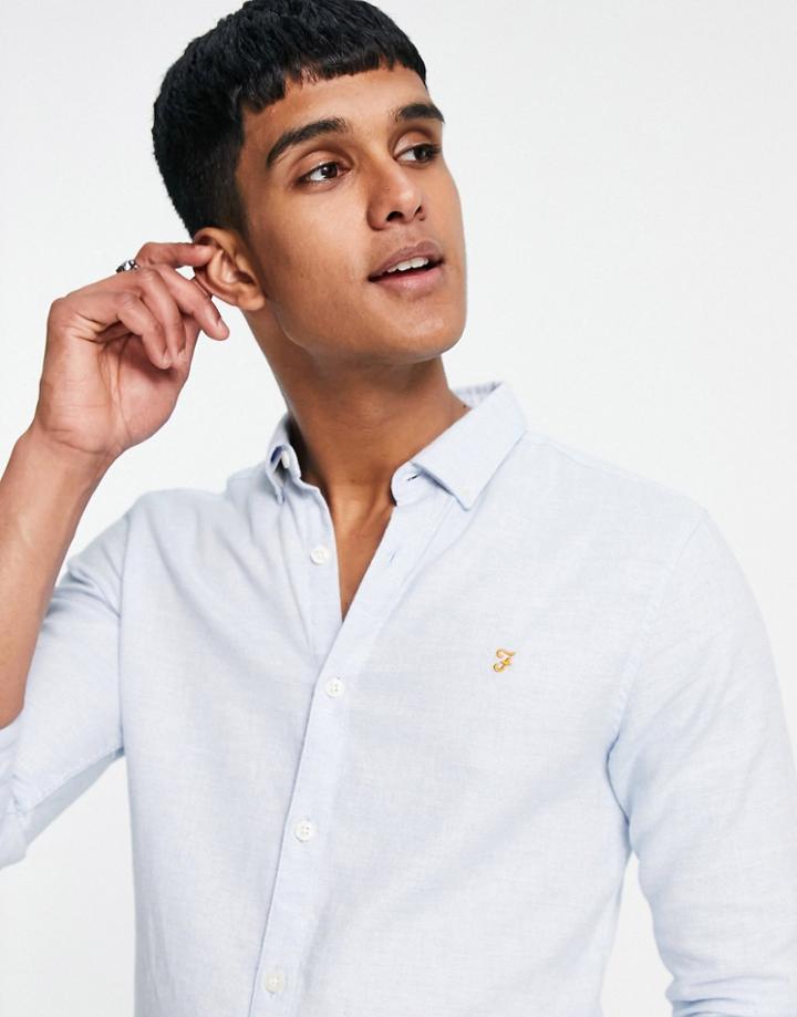 Farah Kreo Slim Fit Long Sleeve Shirt-blues