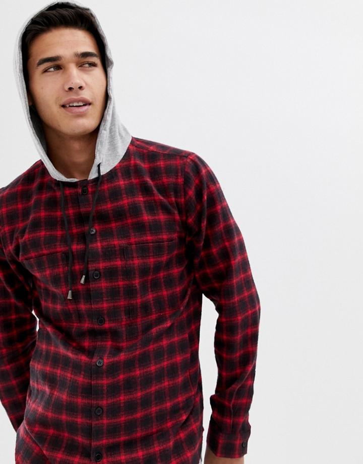 Another Influence Hooded Check Shirt - Black