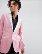 Asos Super Skinny Blazer In Dusky Pink Velvet - Pink