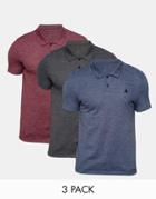 Asos Pique Muscle Polo With Embroidery 3 Pack Save 20%