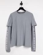 Bolongaro Trevor Sport Long Sleeve Top With Reflective Print In Gray-grey
