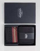 Saville Row Leather Wallet And Card Holder Set - Black