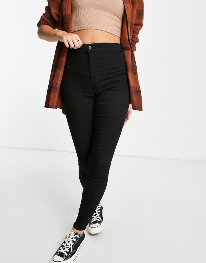 Topshop Joni Jeans In Pure Black