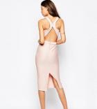 Asos Tall Bandage Midi Dress With Open Back - Pink