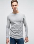 Bellfield Muscle Fit Long Sleeve T-shirt In Waffle - Gray