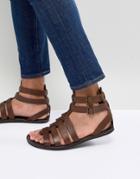 Asos Design Gladiator Sandals In Leather - Brown