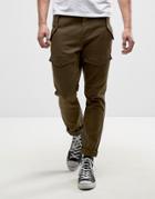 Asos Tapered Worker Pants With Front Pockets In Beech - Brown