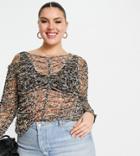 In The Style Plus X Olivia Bowen Ruched Front Top In Ditsy Floral Print-multi