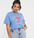 Daisy Street Plus Relaxed T-shirt With Lobster Print-blue