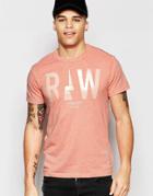G-star T-shirt Rightrex Crewneck Raw Print In Red Heather - Flame Htr