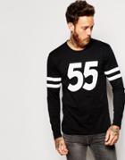 Edwin Long Sleeve Top 55 Varsity Print - Black