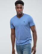 Abercrombie & Fitch V Neck T-shirt Muscle Slim Fit Moose Logo In Navy - Navy