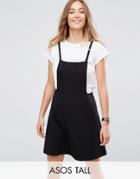 Asos Tall Mini Pinafore Dress With Strappy Back - Black