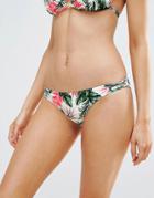 New Look Tropical Lattice Side Bikini Bottom - Multi