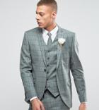 Heart & Dagger Slim Suit Jacket In Summer Wedding Check-green