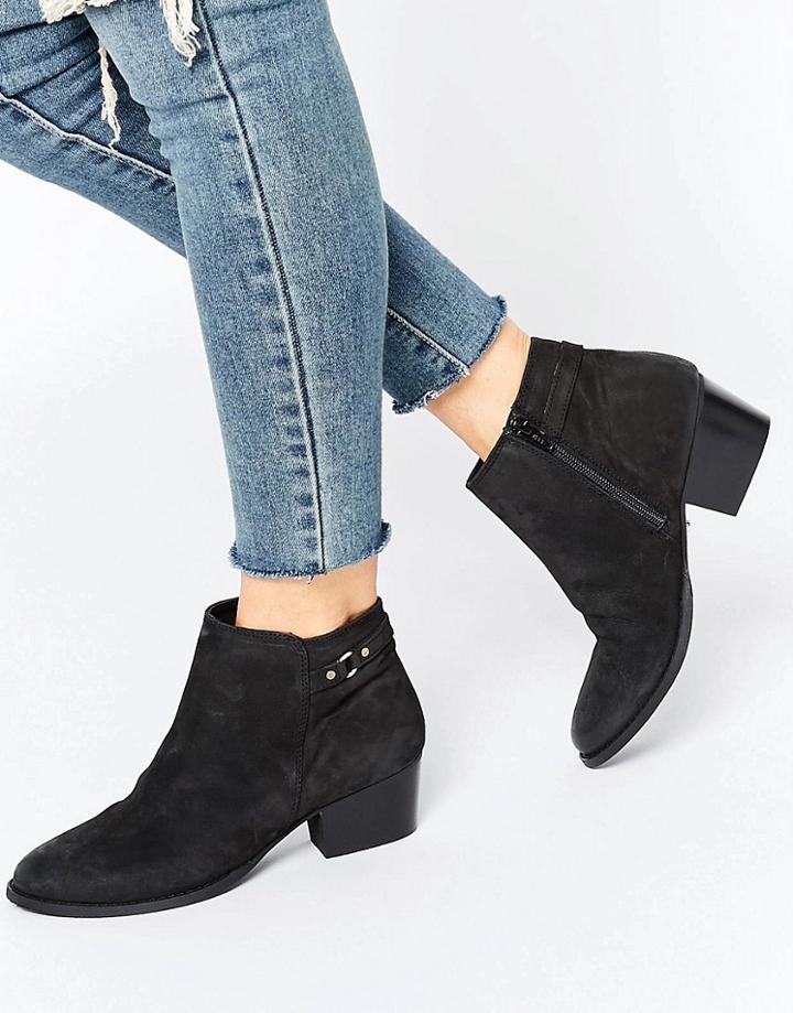 Oasis Sally Strap Short Boot Nubuck - Black