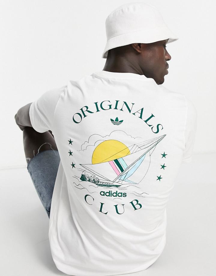Adidas Originals 'sports Resort' Sailing T-shirt In White With Back Graphics