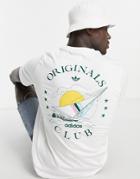 Adidas Originals 'sports Resort' Sailing T-shirt In White With Back Graphics