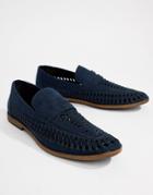 New Look Faux Suede Loafers In Navy - Navy