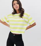 Asos Design Tall Oversized Boxy T-shirt In Neon Stripe - Yellow