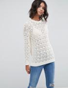 Asos Sweater In Crochet In Oversized Fit - Cream
