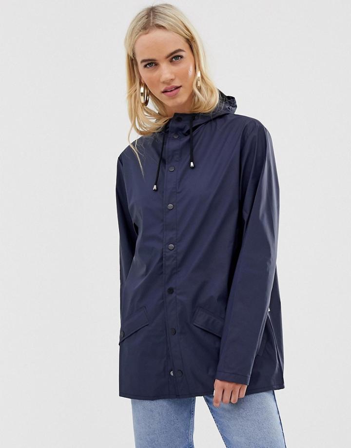 Rains Short Waterproof Jacket-navy