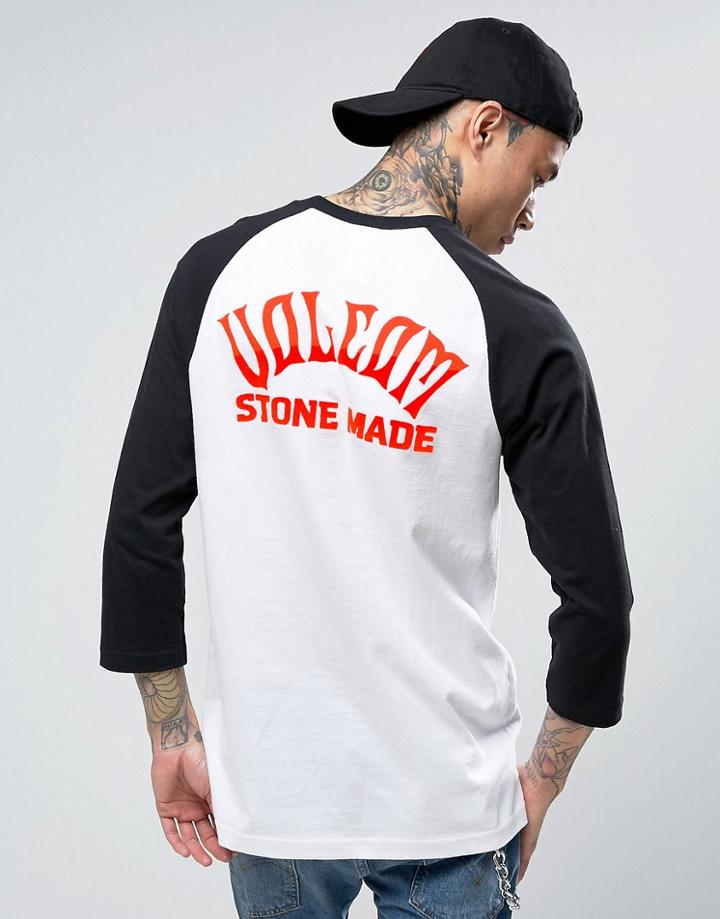 Volcom X Tetsunori 3/4 Sleeve Raglan T-shirt With Back Print - White