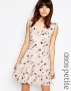 Asos Petite Ruffle Mini Dress In Floral Print - Multi