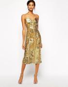 Virgos Lounge Honor Allover Sequin Midi Dress - Gold