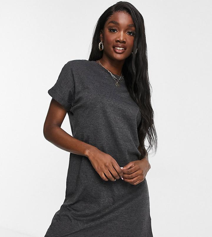 Brave Soul Tall Xena T-shirt Dress In Charcoal-grey