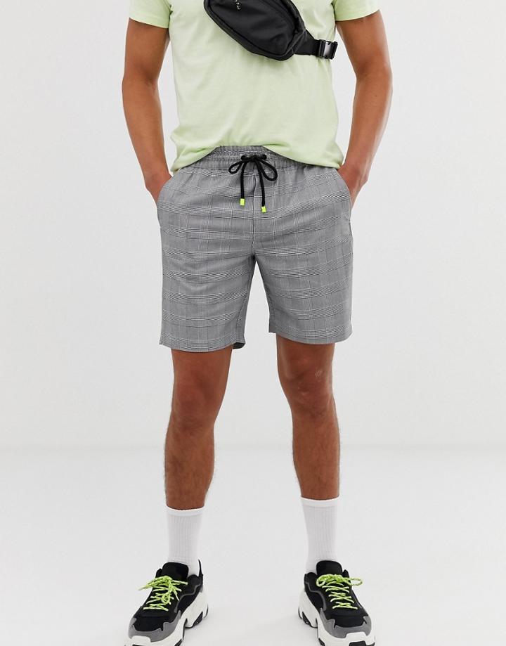 Bershka Tailored Shorts In Gray Check - Gray