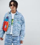 The Simpsons X Asos Design Denim Jacket With Cloud Burnout - Blue