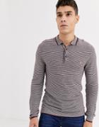 Farah Banbury Recycled Poly Knitted Stripe Polo In Red