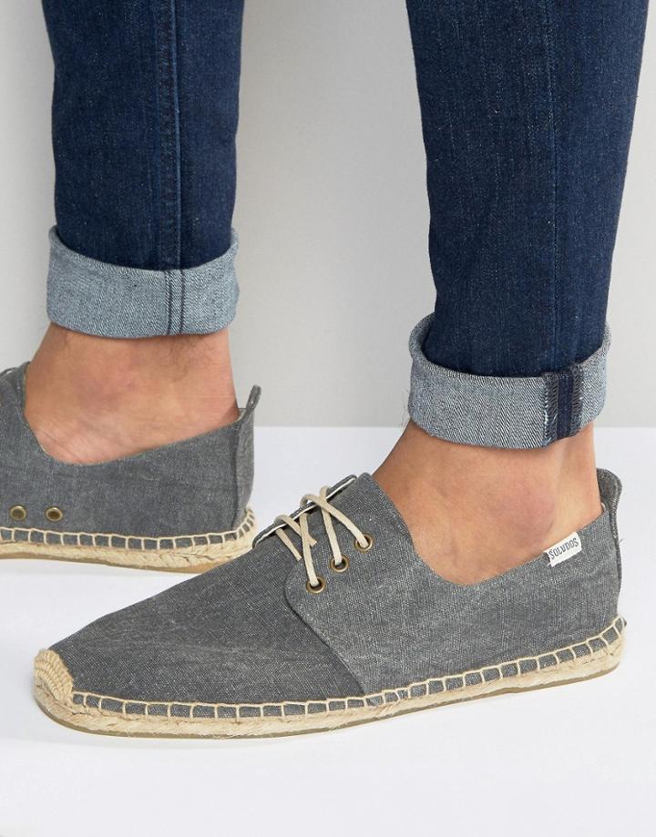 Soludos Lace Up Espadrilles - Gray
