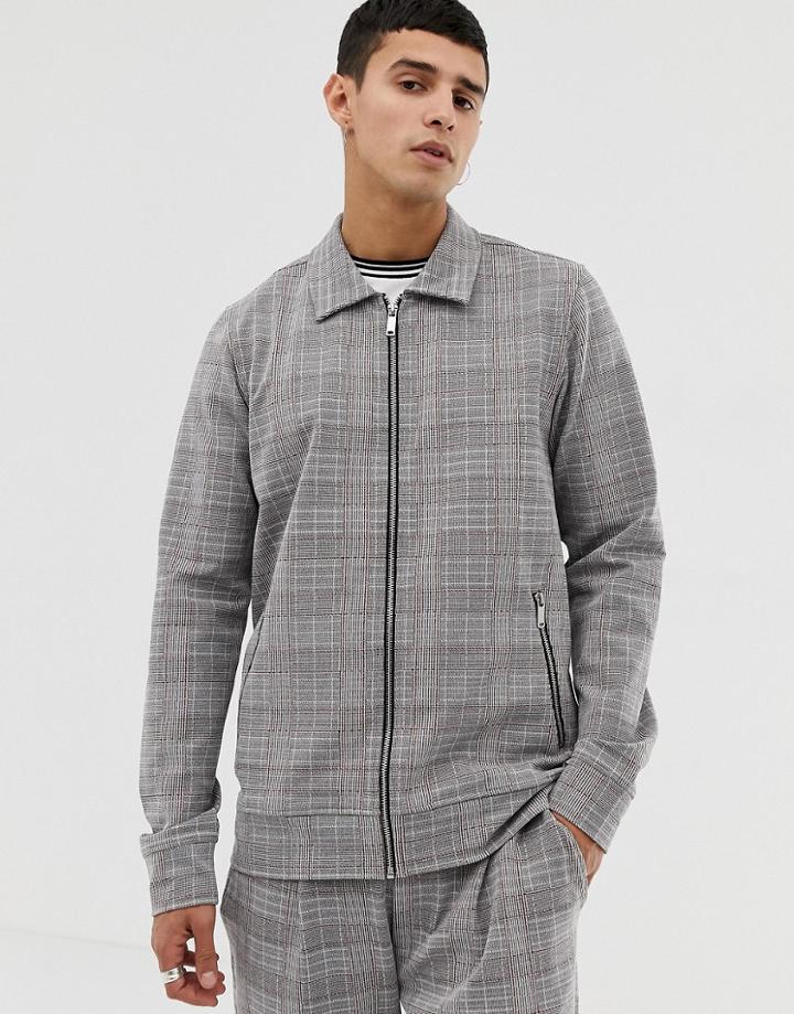 Jack & Jones Premium Smart Worker Jacket In Grid Check - Gray