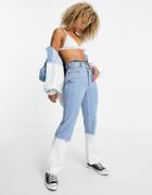 Topshop Dip Dye Kort Jeans In Bleach - Part Of A Set-blues