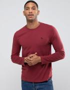 Abercrombie & Fitch Long Sleeve Top Muscle Slim Fit Moose Embroid In Burgundy - Red