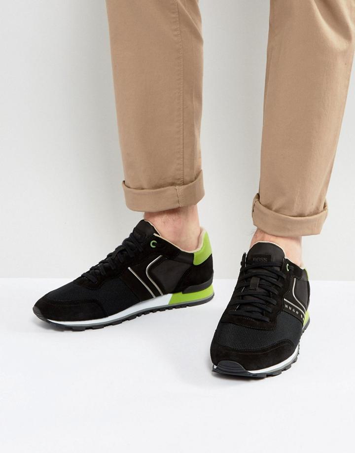 Boss Green By Hugo Boss Suede And Leather Sneakers Black - Black