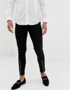 Asos Design Skinny Jean With Zipped Hem Detail In Black - Black