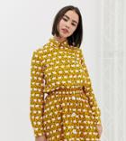 Monki Sheep Print Relaxed Fit Blouse In Yellow