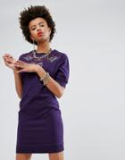 Love Moschino Tattoo Slogan Embroidered Sweat Dress - Purple