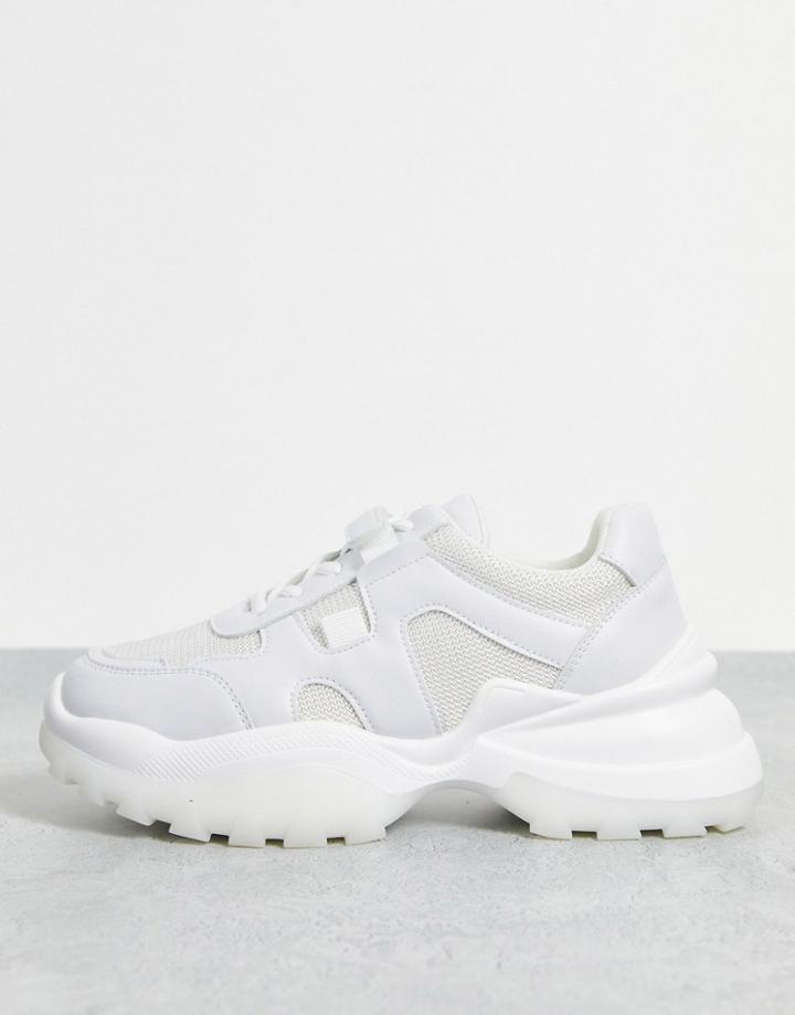 Na-kd Slim Velcro Strap Chunky Sneakers In White