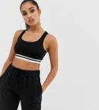 Asos Design Petite Lounge Mix & Match Raw Crop Top - Black