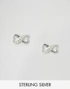 Asos Sterling Silver Infinity Crystal Heart Stud Earrings - Clear