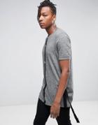 Asos Longline Knitted T-shirt With D Rings - Gray